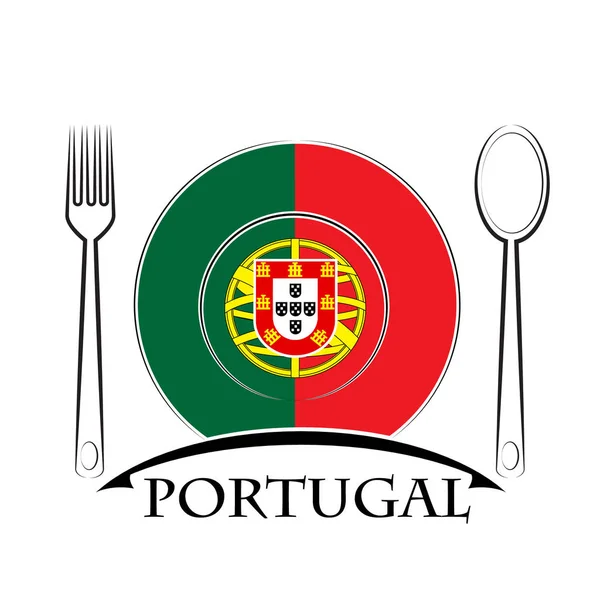 Logo alimentare realizzato con la bandiera di Portugal — Vettoriale Stock