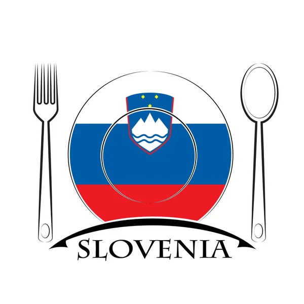 Lebensmittellogo aus der slowenischen Flagge — Stockvektor