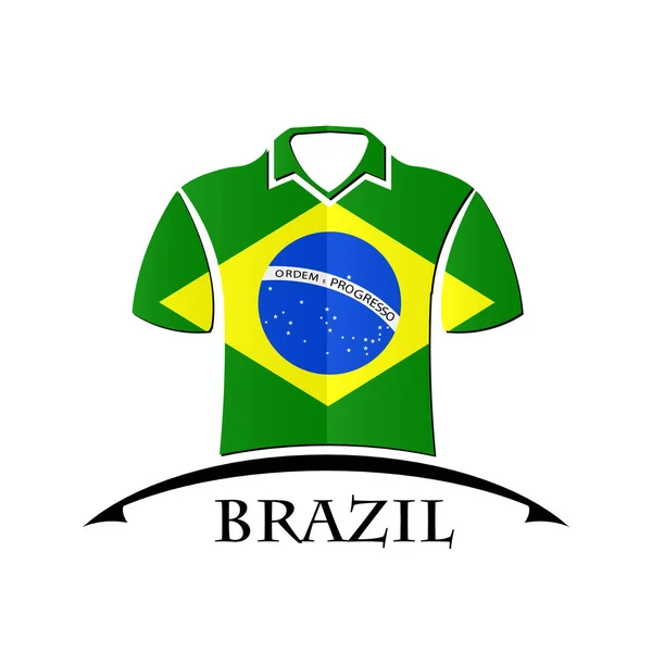 Значок рубашки, сделанный из флага Бразилии — стоковый вектор