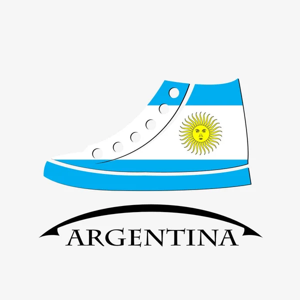 Icono de zapatos hecho de la bandera de Argentina — Vector de stock