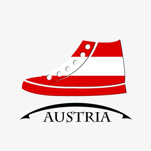 Schuh-Ikone aus der Flagge Österreichs — Stockvektor