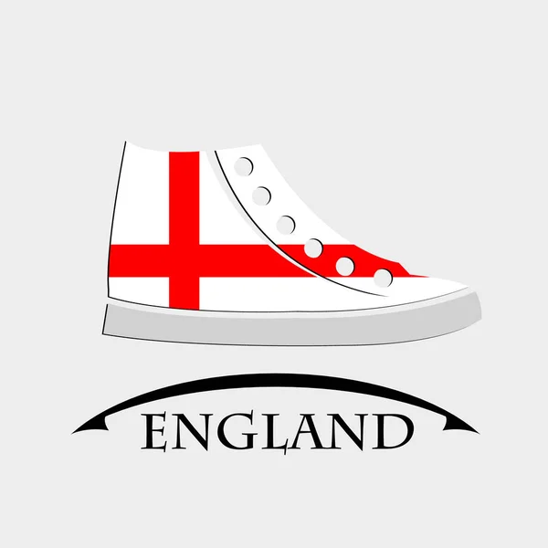 Icona delle scarpe fatta con la bandiera di England — Vettoriale Stock
