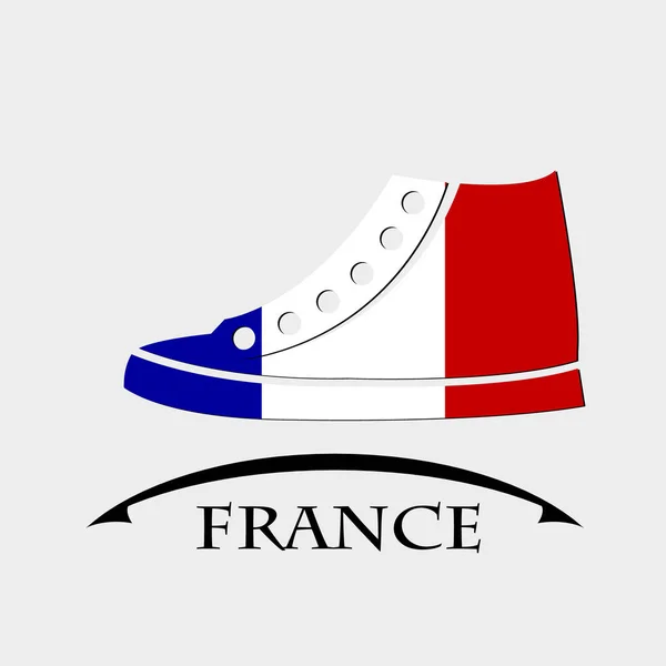 Pictogram van de schoenen gemaakt van de vlag van Frankrijk — Stockvector