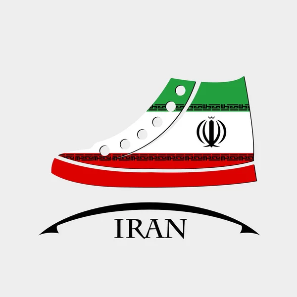 Icona delle scarpe fatta con la bandiera di Iran — Vettoriale Stock