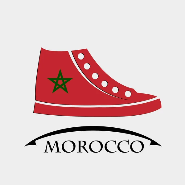 Icône de chaussures fabriquées à partir du drapeau du Maroc — Image vectorielle