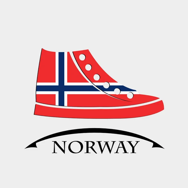 Εικονίδιο παπούτσια κατασκευασμένα από τη σημαία της Νορβηγίας — Διανυσματικό Αρχείο