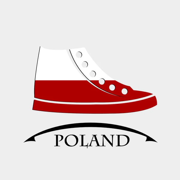 Иконка обуви из флага Польши — стоковый вектор