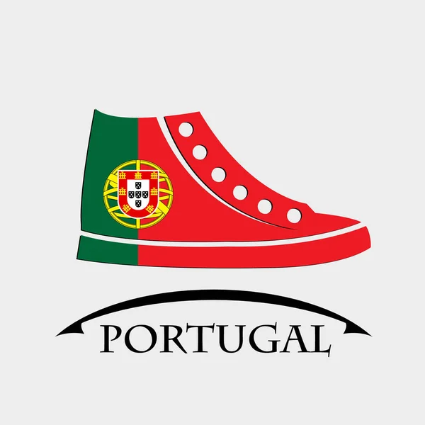 Иконка обуви из флага Португалии — стоковый вектор