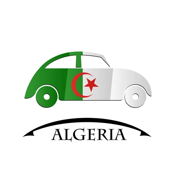 Cezayir bayrağı yapılan araba simgesi — Stok Vektör
