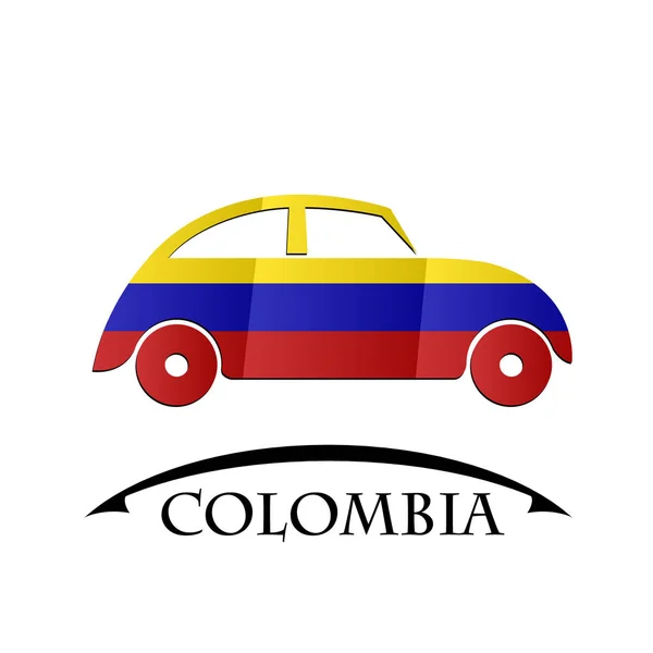 Ícone do carro feito a partir da bandeira da colômbia — Vetor de Stock
