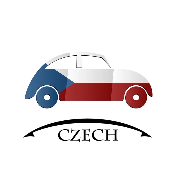 Auto-Ikone aus der tschechischen Flagge — Stockvektor
