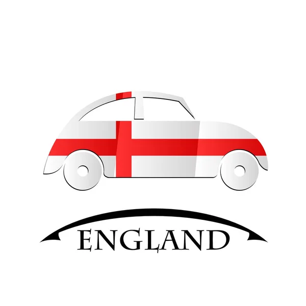 Icono del coche hecho de la bandera de Inglaterra — Vector de stock