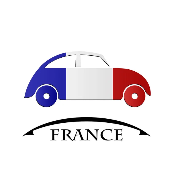 Icône de voiture fabriquée à partir du drapeau de la France — Image vectorielle