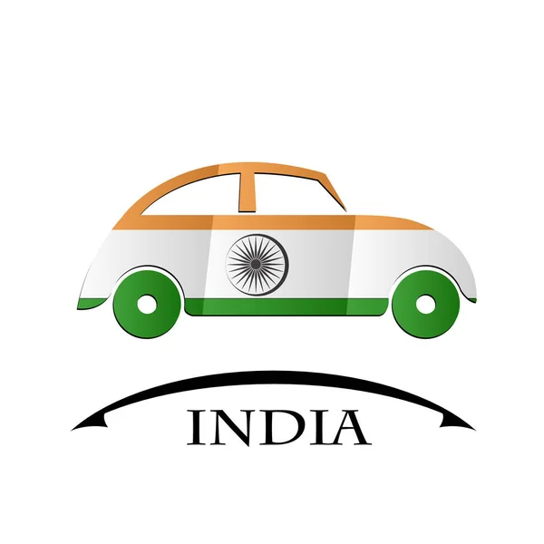 Icône de voiture faite à partir du drapeau de l'Inde — Image vectorielle