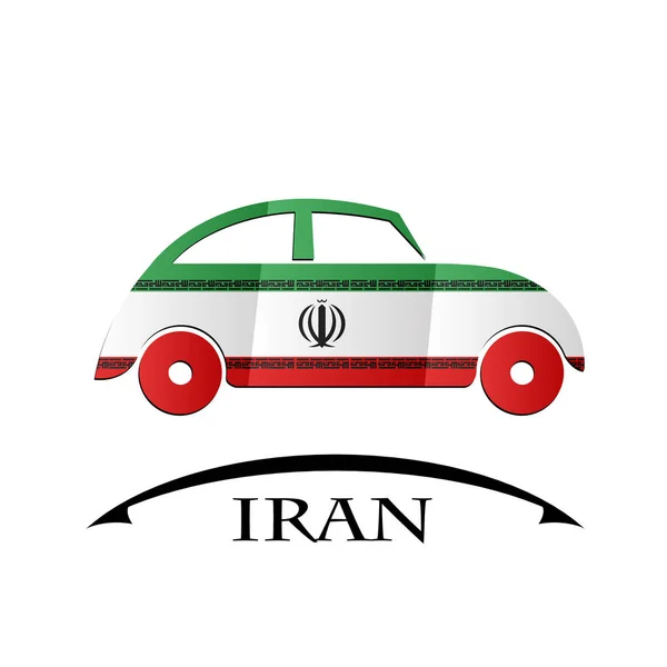 Icona dell'automobile fatta dalla bandiera di Iran — Vettoriale Stock