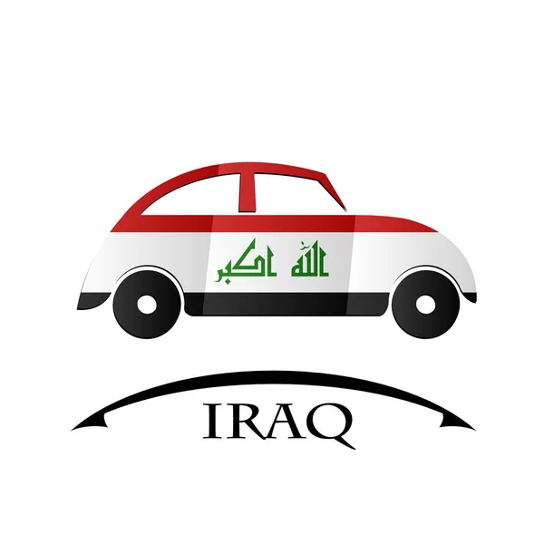 Ícone do carro feito a partir da bandeira do Iraque —  Vetores de Stock