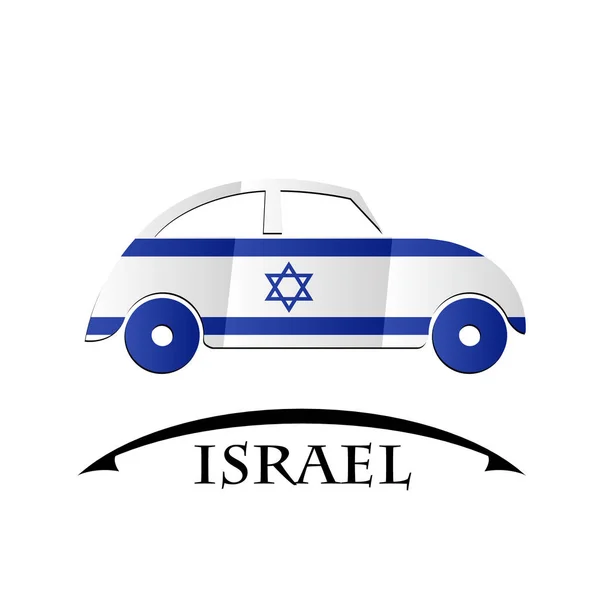Ícone do carro feito a partir da bandeira de Israel — Vetor de Stock