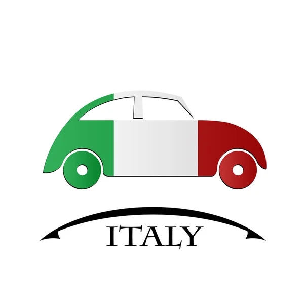 Ikona samochodu wykonana z flaga Włoch — Wektor stockowy