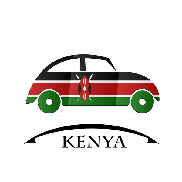Autó ikon készült Kenya zászlaja — Stock Vector