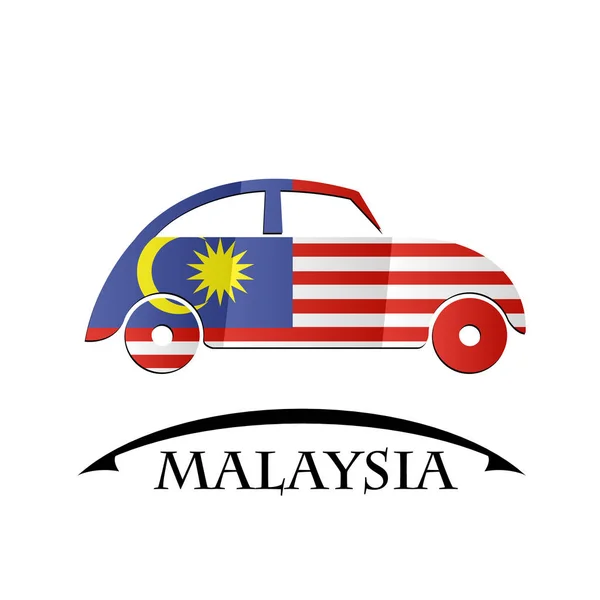 Ikon mobil yang dibuat dari bendera Malaysia - Stok Vektor