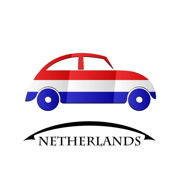Hollanda bayrağı yapılan araba simgesi — Stok Vektör