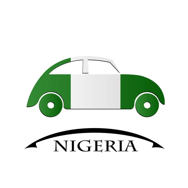 Car icon made from the flag of Nigeria — Stock Vector