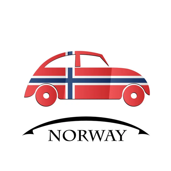 Icône de voiture faite à partir du drapeau de la Norvège — Image vectorielle