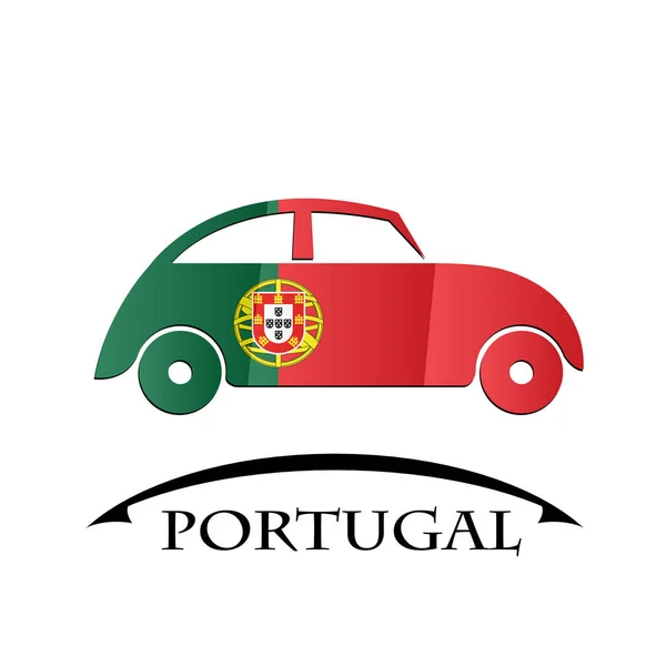 Ícone do carro feito a partir da bandeira de Portugal — Vetor de Stock