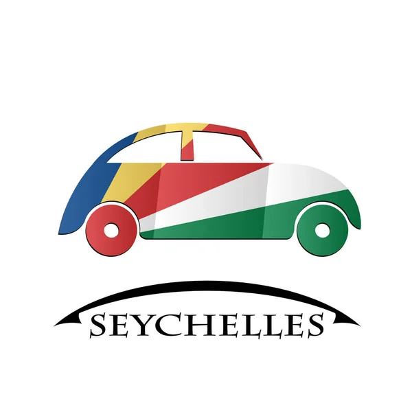 Car icon made from the flag of Seychelles — Stock Vector