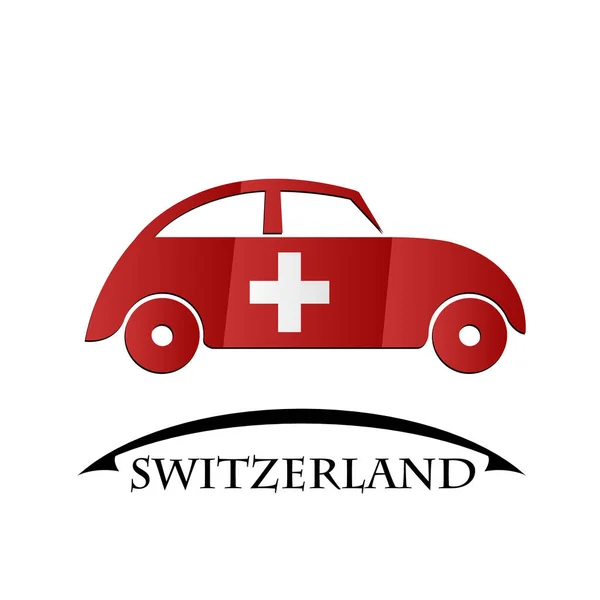 Car icon made from the flag of Switzerland — Stock Vector