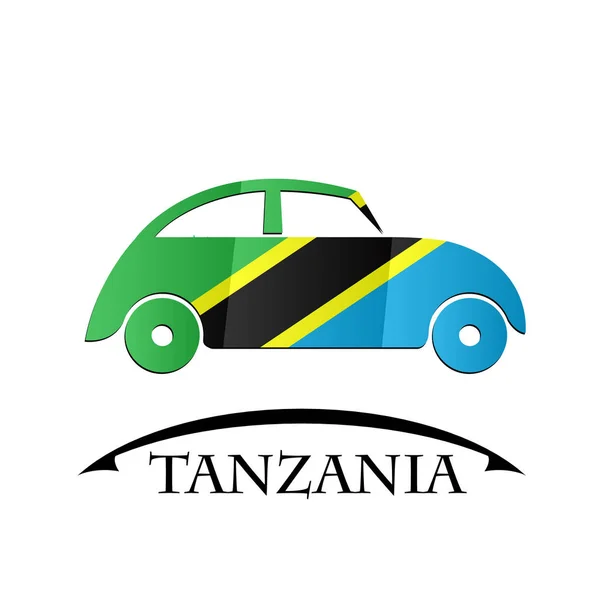 Icono del coche de la bandera de Tanzania — Archivo Imágenes Vectoriales