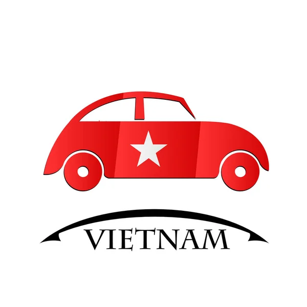 Bil ikonen gjort från flagg i Vietnam — Stock vektor