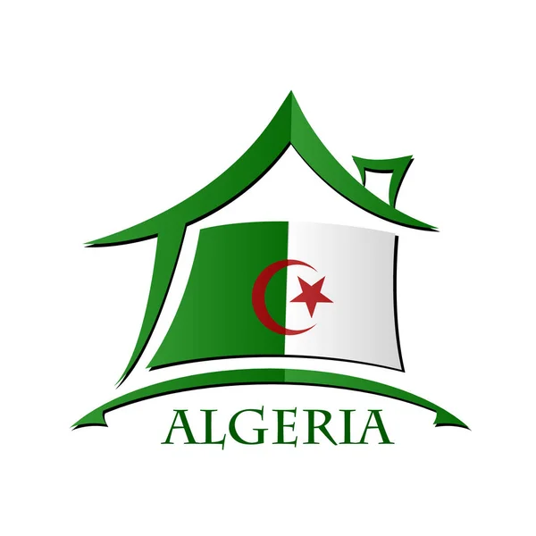 Hus ikon lavet af flag Algeriet – Stock-vektor