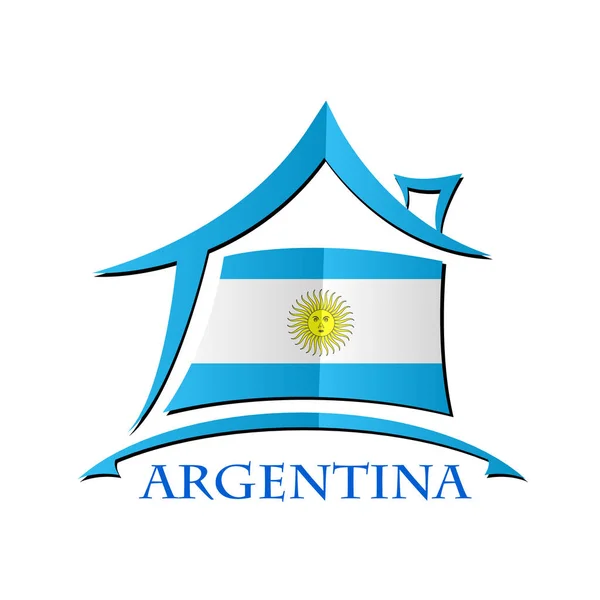 Icono de la casa hecho de la bandera de Argentina — Archivo Imágenes Vectoriales
