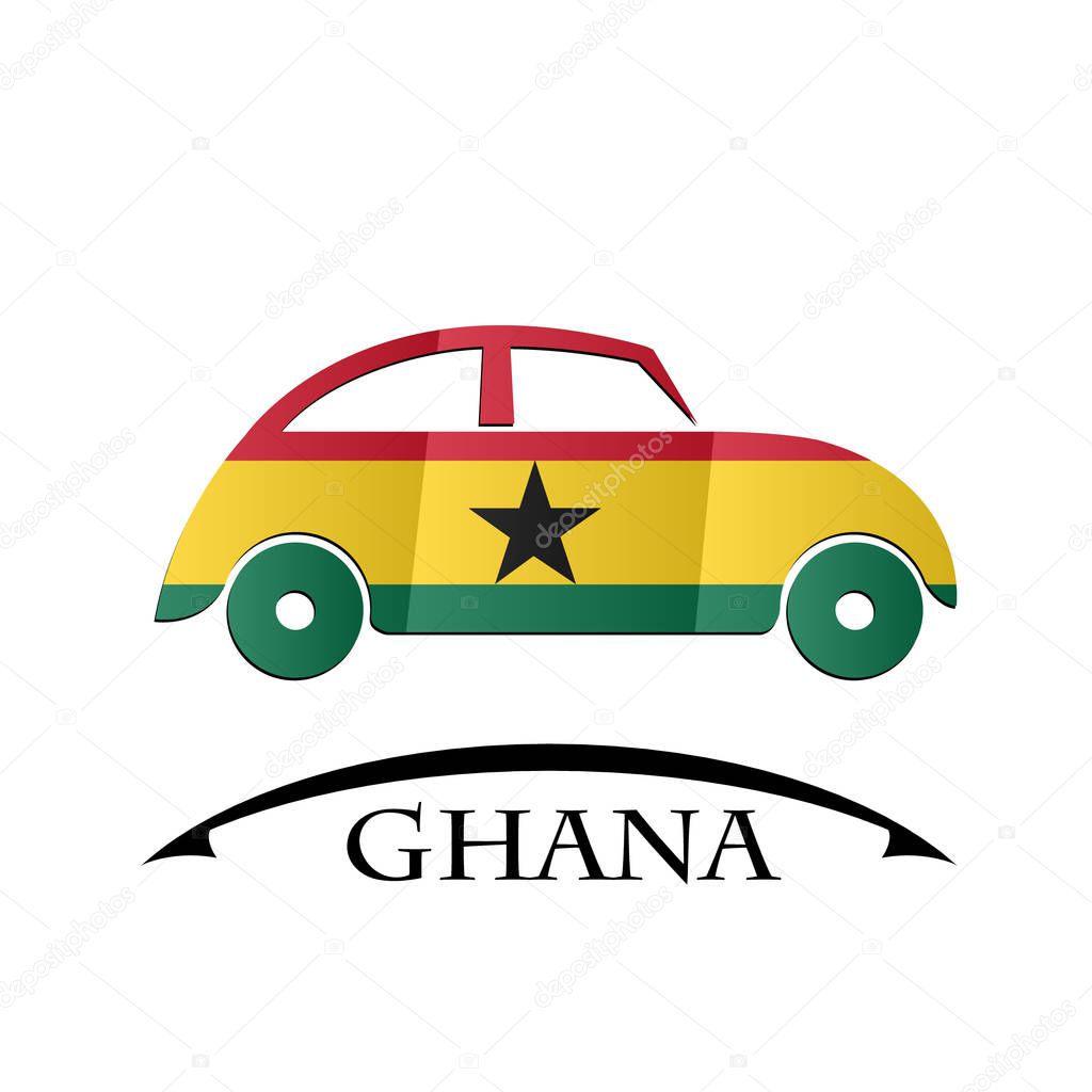 Car icon made from the flag of Ghana