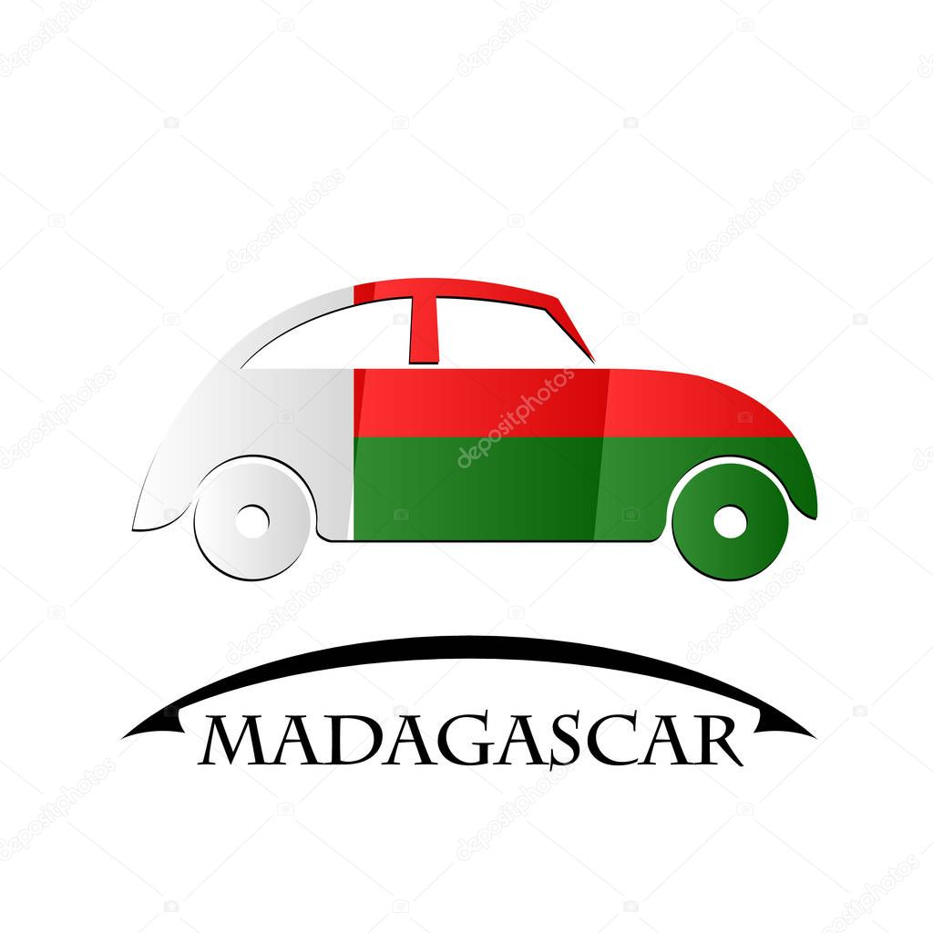Car icon made from the flag of Madagascar