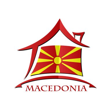 Makedonya Cumhuriyeti bayrağı yapılan ev simgesini