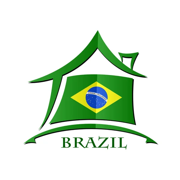 Ícone da casa feito a partir da bandeira do brasil —  Vetores de Stock