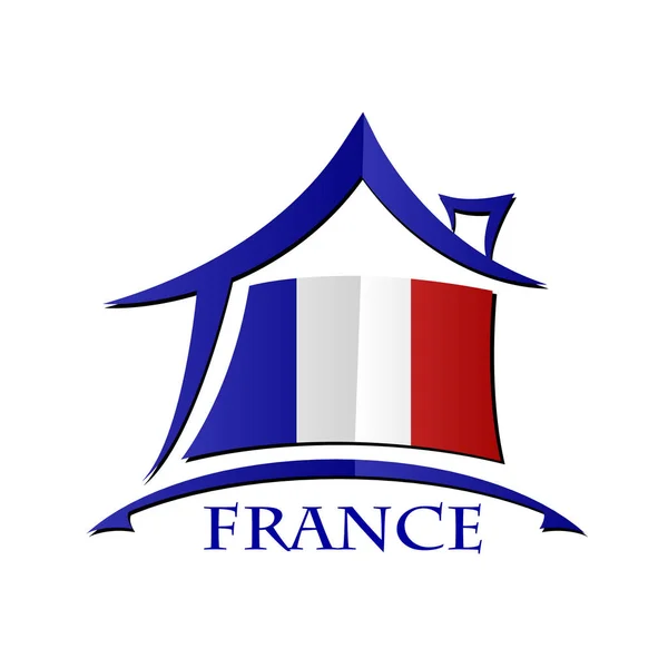 Icône de maison fabriquée à partir du drapeau de France — Image vectorielle