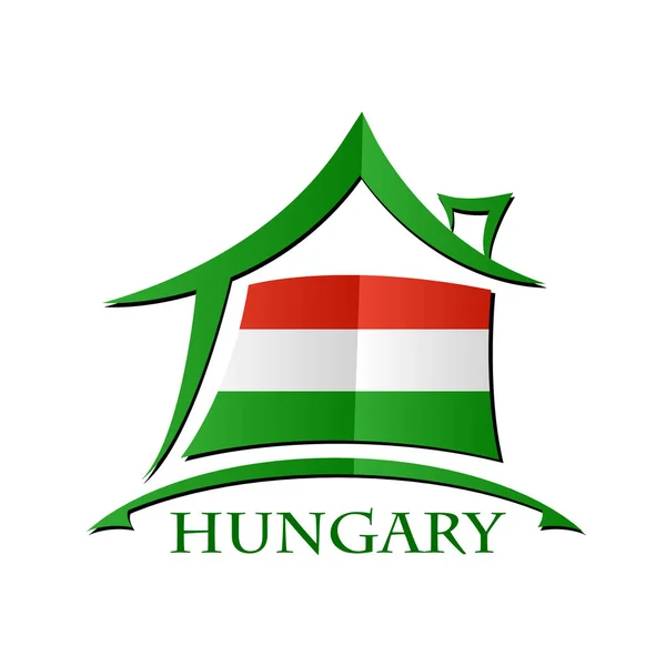 House icon made from the flag of Hungary — Stock Vector