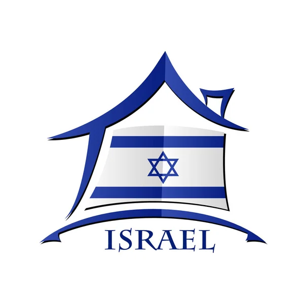Ícone da casa feita a partir da bandeira de Israel — Vetor de Stock