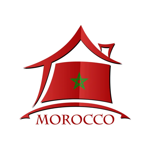 Icône de la maison faite à partir du drapeau du Maroc — Image vectorielle