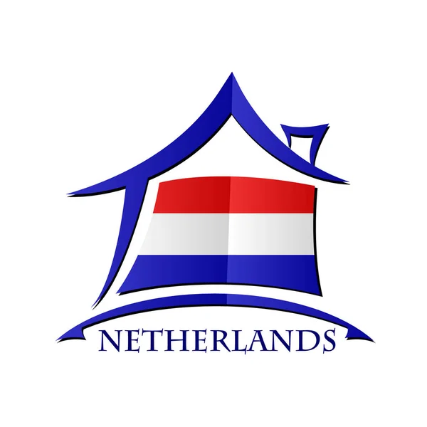 House icon made from the flag of Netherlands — Stock Vector