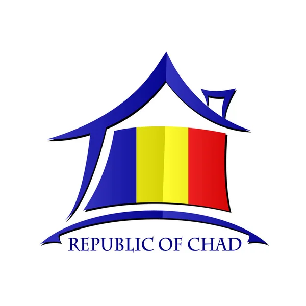 Haus-Ikone aus der Fahne der Republik Tschad — Stockvektor