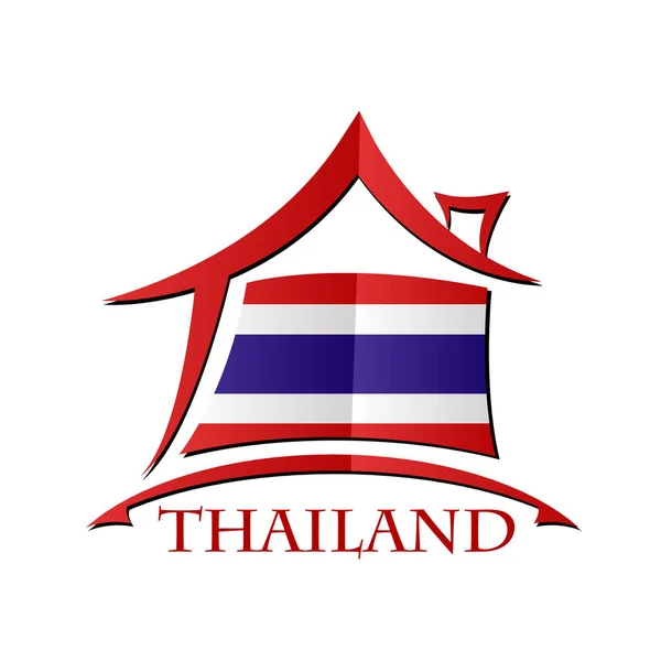 Icône de la maison faite à partir du drapeau de la Thaïlande — Image vectorielle