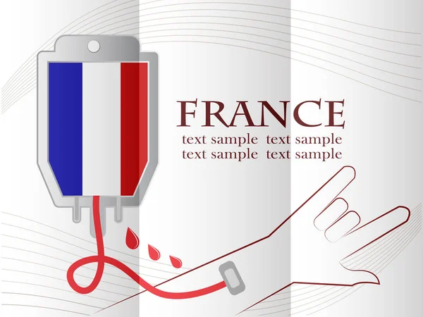 Blood donation design made from the flag of  France, conceptual — Stock Vector