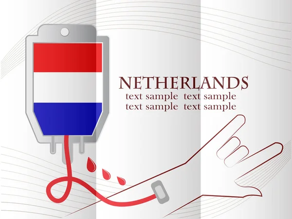 Projeto de doação de sangue feita a partir da bandeira da Holanda, concep — Vetor de Stock