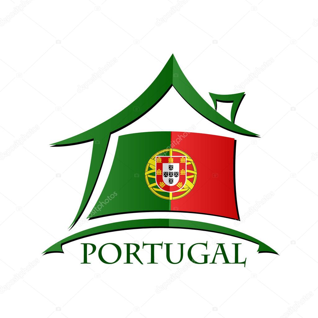 House icon made from the flag of Portugal