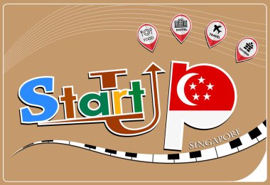 Singapur, kavramsal vect bayrak yapılan başlangıç tasarım