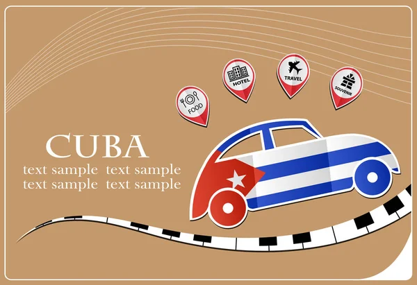 Car icon made from the flag of  Cuba — Stock Vector